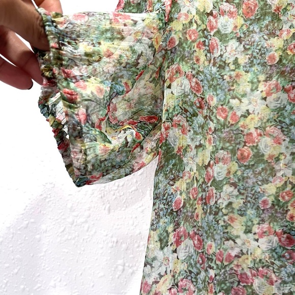 Zara Floral Sheer with floral design Blouse small - Picture 7 of 10